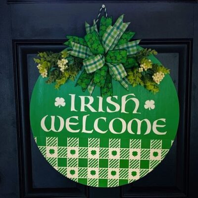 handmade irish welcome round wood door hanger westerville oh