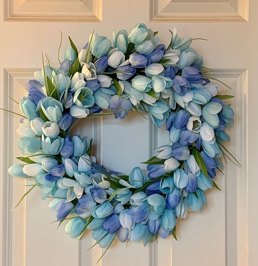 handmade shades of blue faux tulip wreath westerville oh