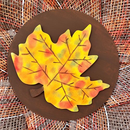 Fall Deco Mesh Flower Wreath, Leaf Center, Westerville, OH