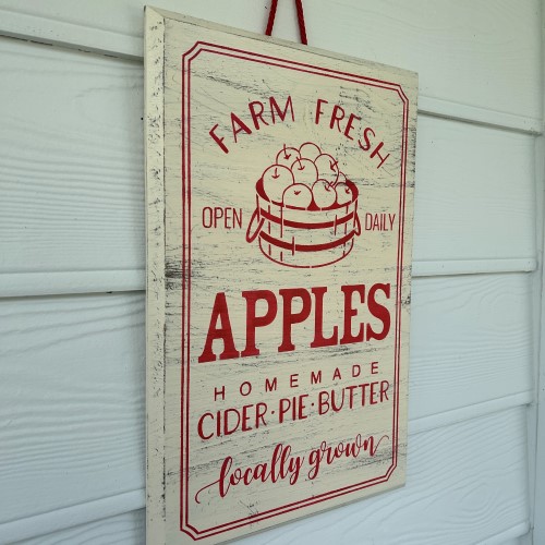 Hand Painted Farm Fresh Apples Distressed Wood Sign, Westerville, OH